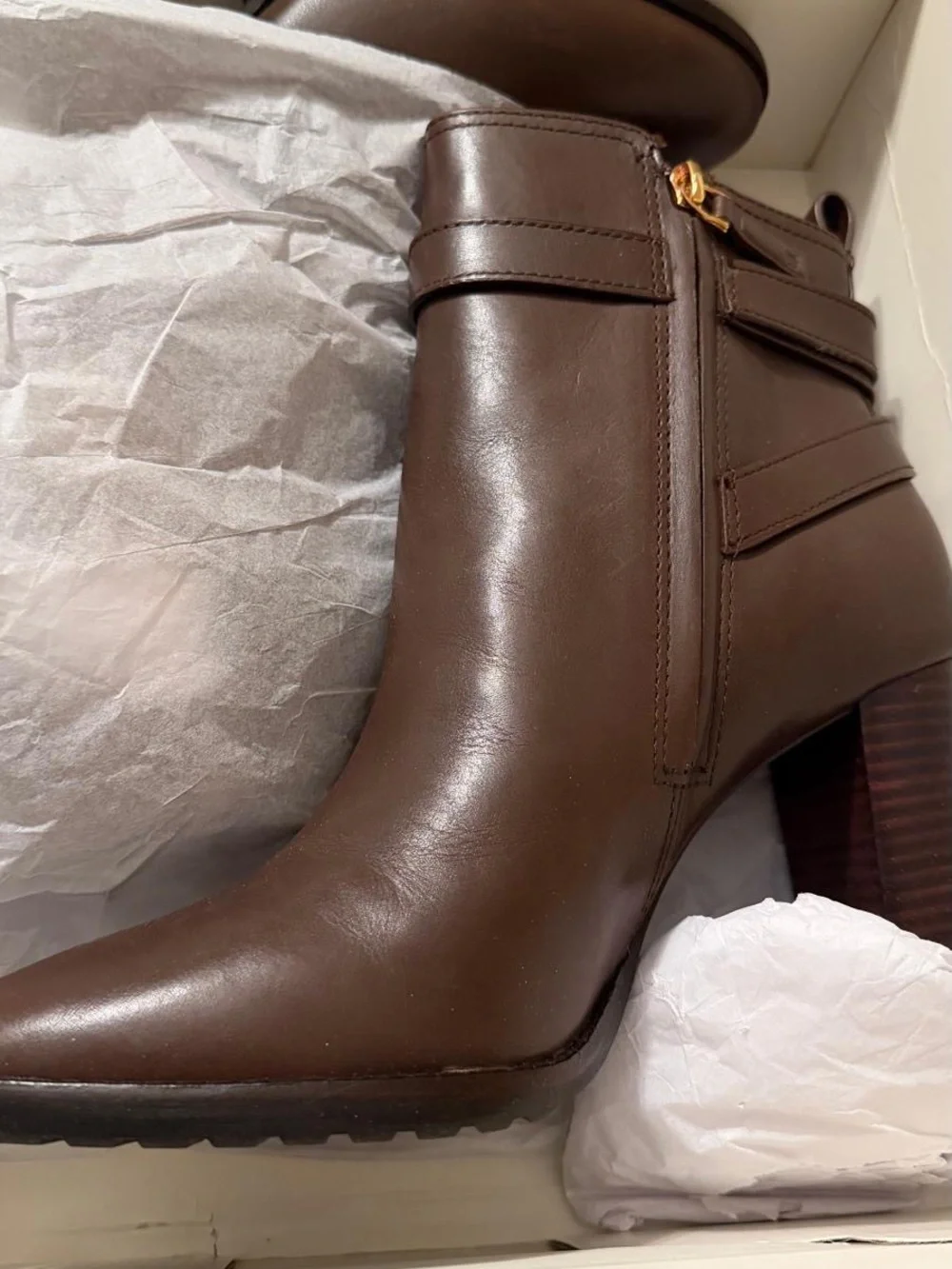 Ralph Lauren Dark Brown Leather Ankle Booties